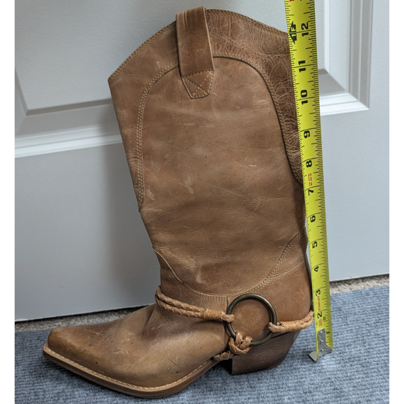 Penny Loves Kenny Cowboy Boots Womens 8 Tan Leather Braided Strap Western Boho - Picture 3 of 8